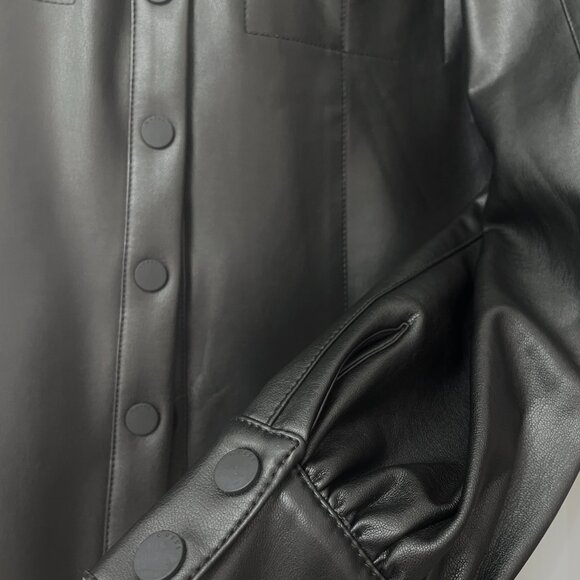 GUESS Faux Leather Button Up Jacket - Size Small - Picture 7 of 9
